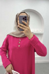 Button-down Collar Knitwear Suit Fuchsia