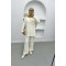 Buttoned Collar Knitwear Suit Cream