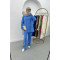 Button-down Collar Knitwear Suit Blue