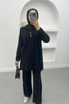 Button-down Collar Knitwear Suit Black