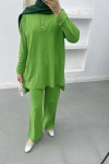 Button-down Collar Knitwear Suit Green