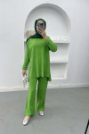 Button-down Collar Knitwear Suit Green