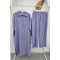 Button-down Collar Slit Tunic Set Lilac