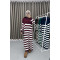 Collar Zippered Striped Dress Burgundy