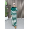 Collar Zippered Striped Dress Emerald Green