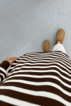 Striped Tunic with Collar Zipper Bitter Brown