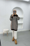 Striped Tunic with Collar Zipper Bitter Brown