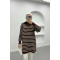 Collar Zippered Striped Tunic Bitter Brown