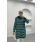 Collar Zippered Striped Tunic Emerald Green