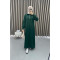 Collar Zippered Sweat Dress Emerald Green