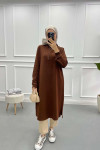 Collar Zippered Tunic Bitter Brown