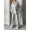 Three Thread Collar Zipper Suit Light Gray