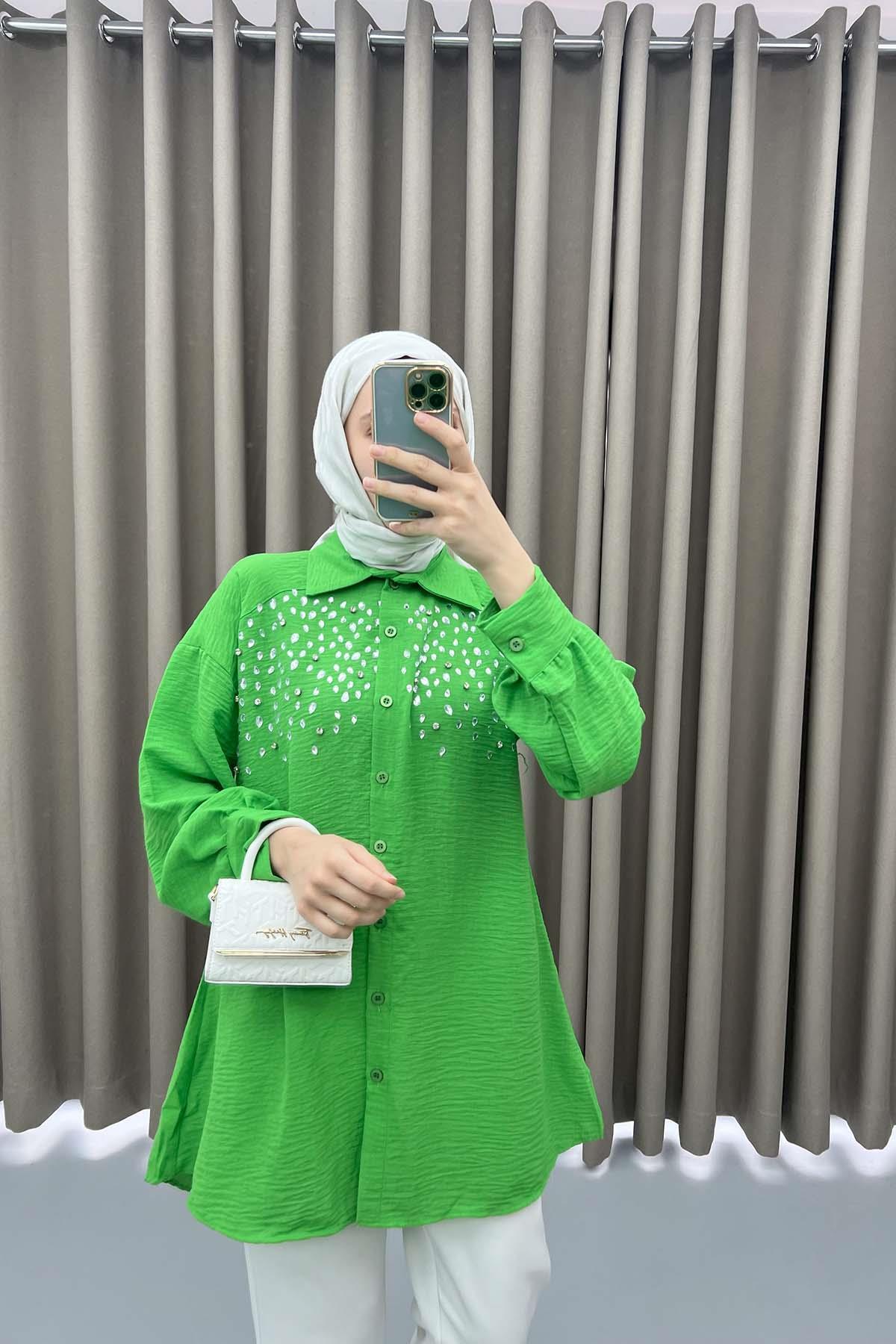 Stone Collar Shirt Green