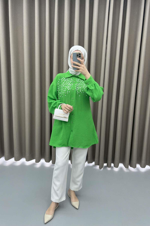 Stone Collar Shirt Green