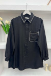 Collar and Pocket Stoned Suit Black