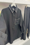 Collar and Pocket Stoned Suit Black