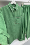 Collar and Pocket Stoned Suit Green