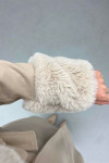 Fur Collar and Sleeve Coat Stone