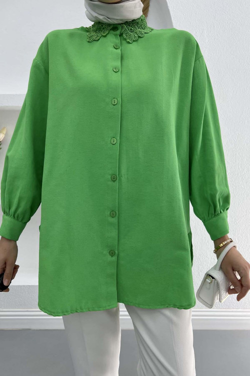 Lace Collar Shirt Green