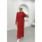 Ribbed Dress with Zippered Collar Red