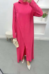 Zippered Collar Tunic Set Fuchsia