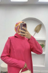 Zippered Collar Tunic Set Fuchsia