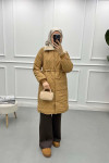 Fur Collar Quilted Coat Milky Coffee