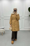 Fur Collar Quilted Coat Milky Coffee