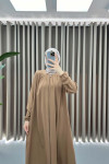 Pleated Collar Abaya Brown