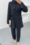 Side Tie Jacket Set Black