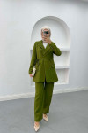 Side Tie Jacket Set Green