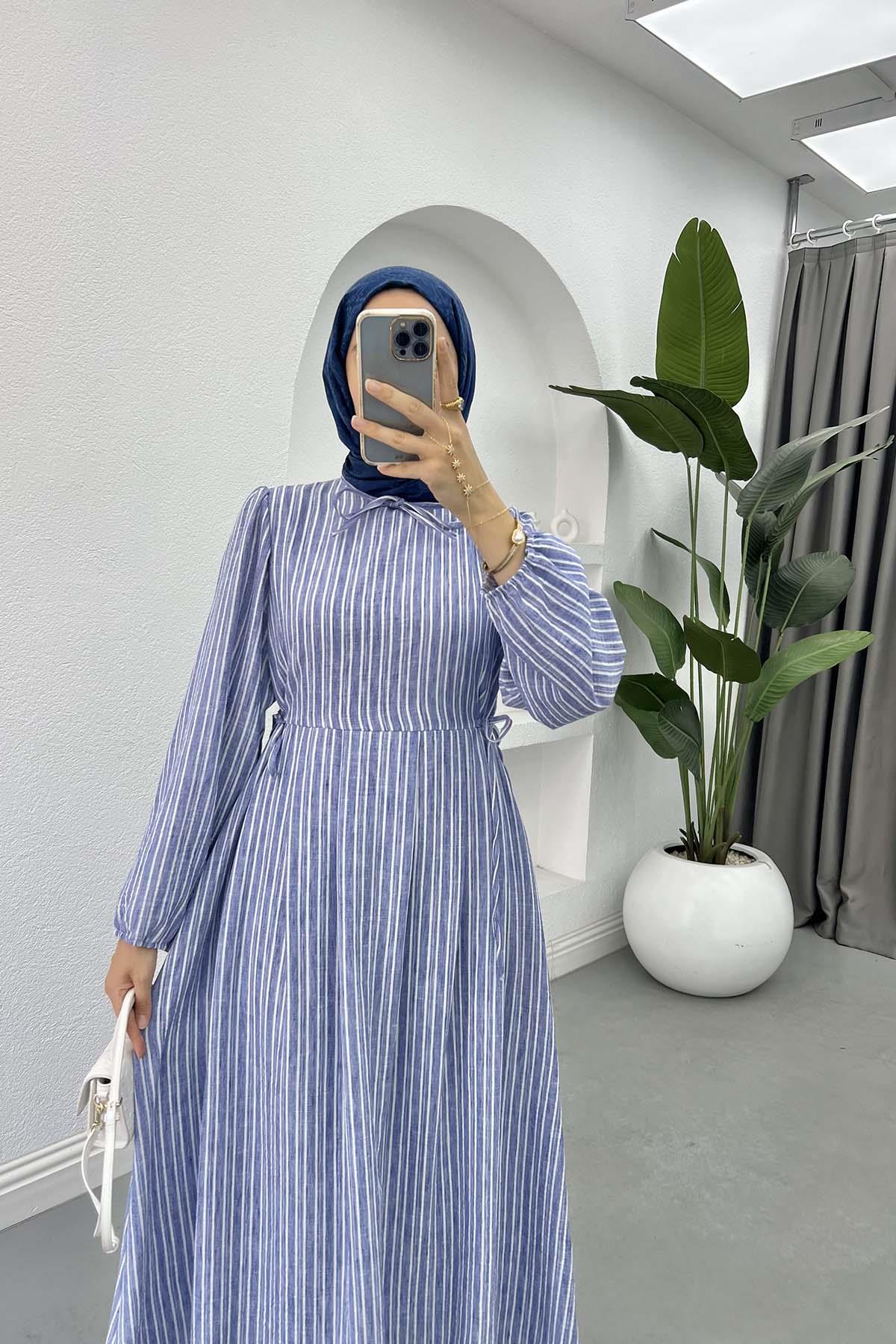 Side Tie Striped Dress Lilac