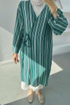 Side Tie Striped Tunic Emerald Green