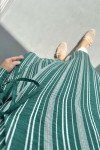 Side Tie Striped Tunic Emerald Green