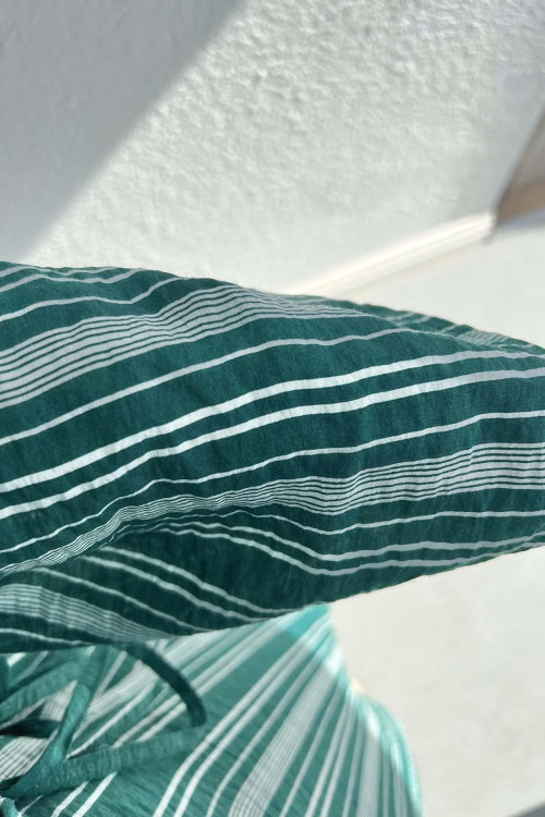 Side Tie Striped Tunic Emerald Green