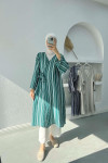 Side Tie Striped Tunic Emerald Green