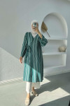 Side Tie Striped Tunic Emerald Green