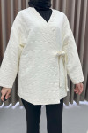 Quilted Kimono with Side Tie Cream