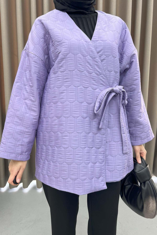 Quilted Kimono with Side Tie Lilac