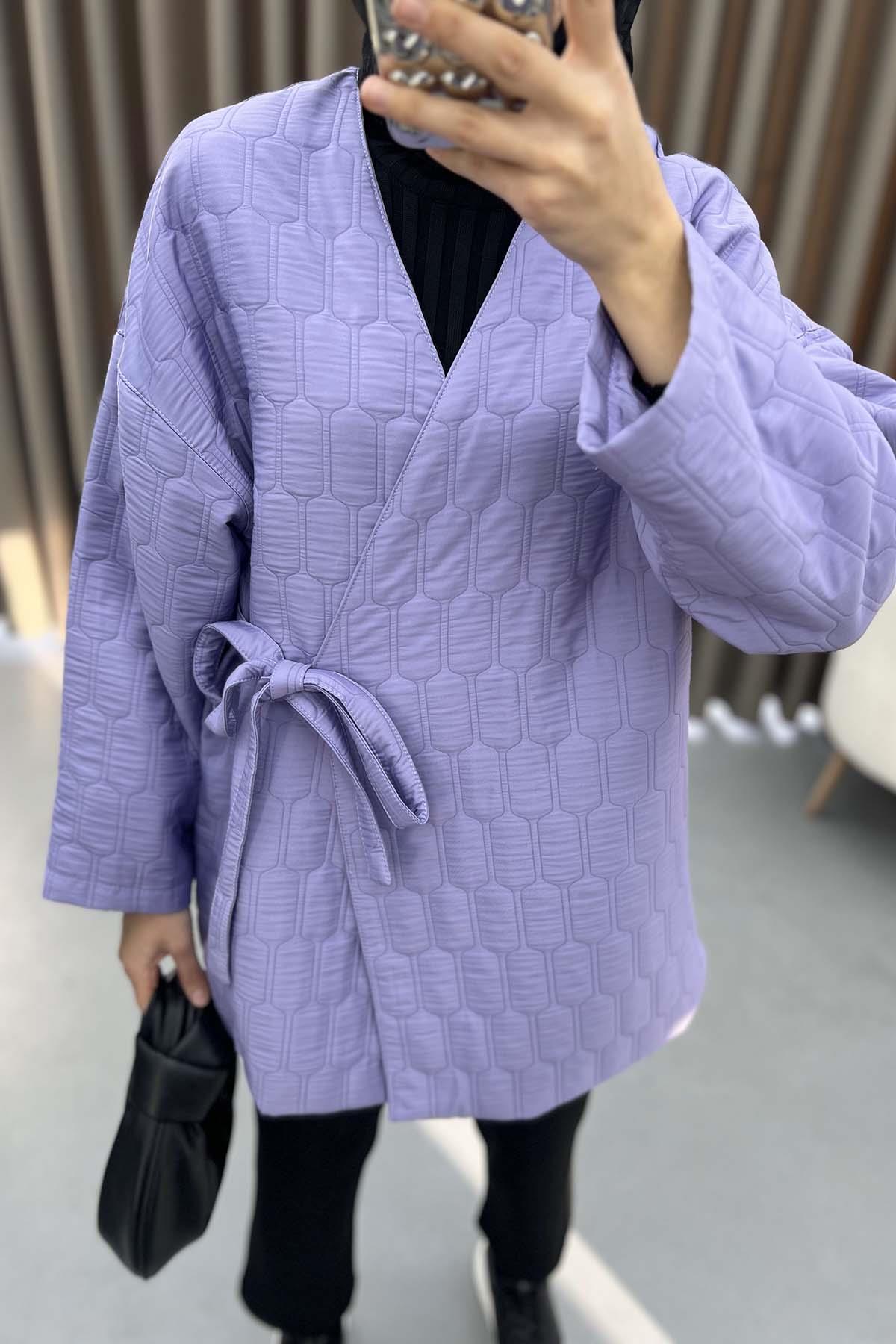 Quilted Kimono with Side Tie Lilac