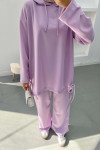 Side Tie Hooded Set Lilac