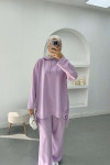 Side Tie Hooded Set Lilac