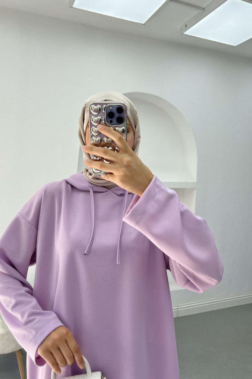 Side Tie Hooded Set Lilac