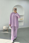 Side Tie Hooded Set Lilac