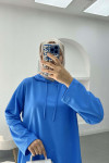 Side Tie Hooded Set Blue