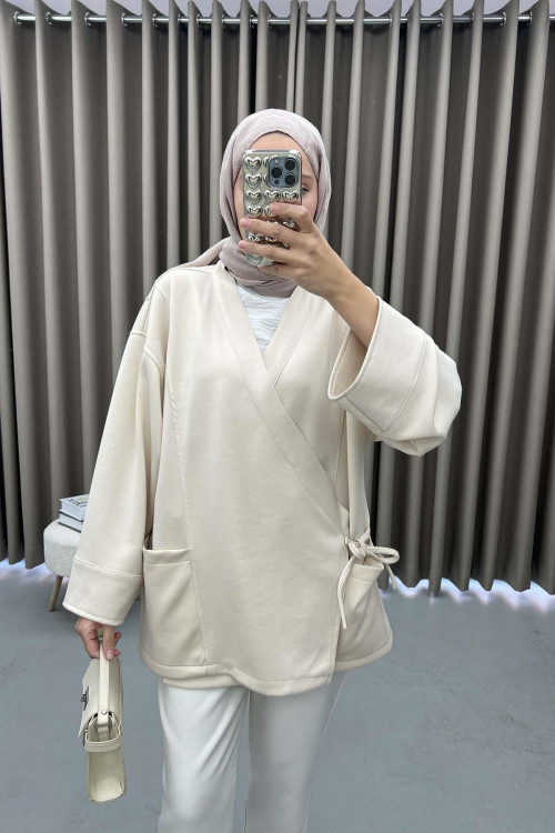 Oysho Kimono Cream with Side Tie