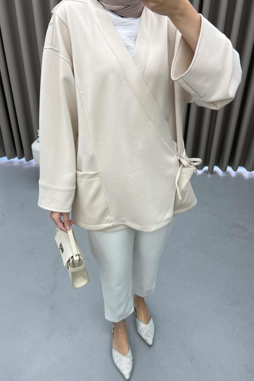 Oysho Kimono Cream with Side Tie