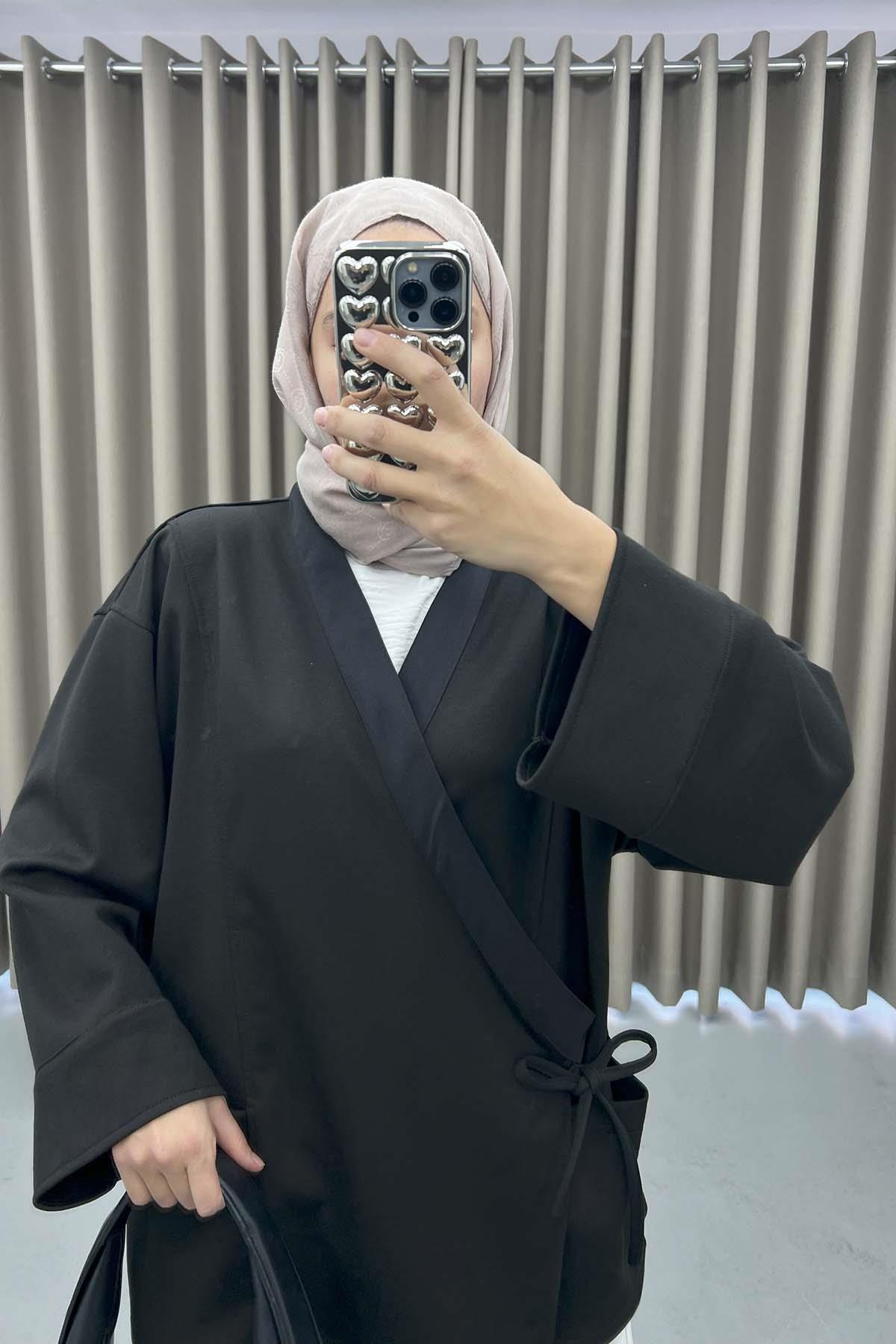 Oysho Kimono Black with Side Tie