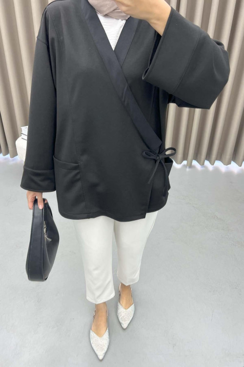 Oysho Kimono Black with Side Tie