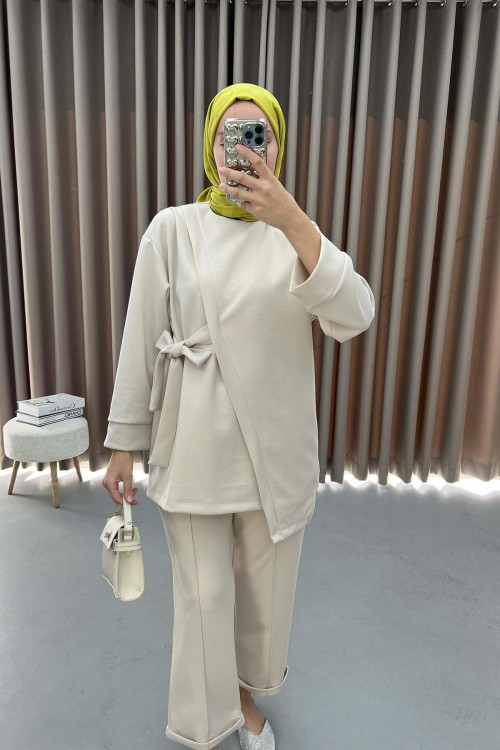 Side Tie Oysho Suit Cream